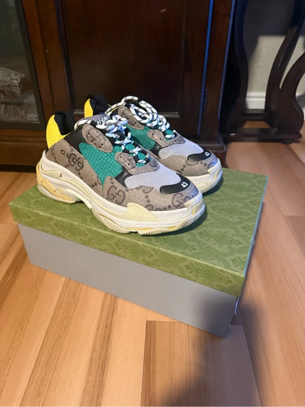 New In Original Box Balenciaga Gucci X Hacker Project Triple S Sneakers Size 43